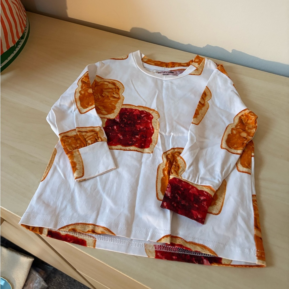 Kids Long Sleeve Shirt with Toast Print